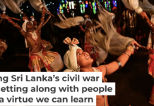 Traditional dancers perform in front of the Buddhist Temple of the Tooth, celebrating the Buddhist festival of Esala Perahera, in Kandy, Sri Lanka, on Aug. 8, 2025. Ishara S. Kodikara/AFP via Getty Images